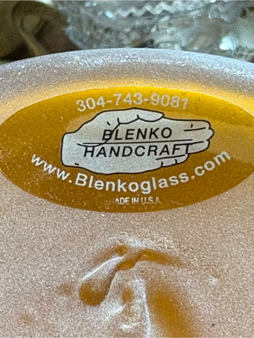 Vintage Blenko 12” Amber Frosted Satin Art Glass Vase Hand Blown MCM Label USA